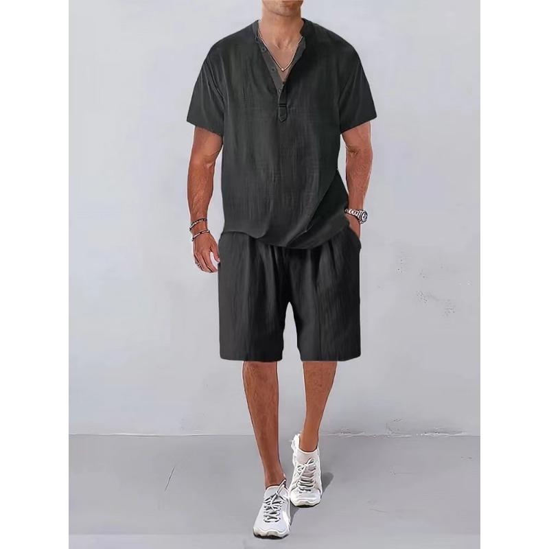 Mens Casual Solid Color Short Sleeve Henley Shirt And Shorts Two Piece Set M чёрный
Mens Casual Solid Color Short Sleeve Henley Shirt And Shorts Two Piece Set M чёрный