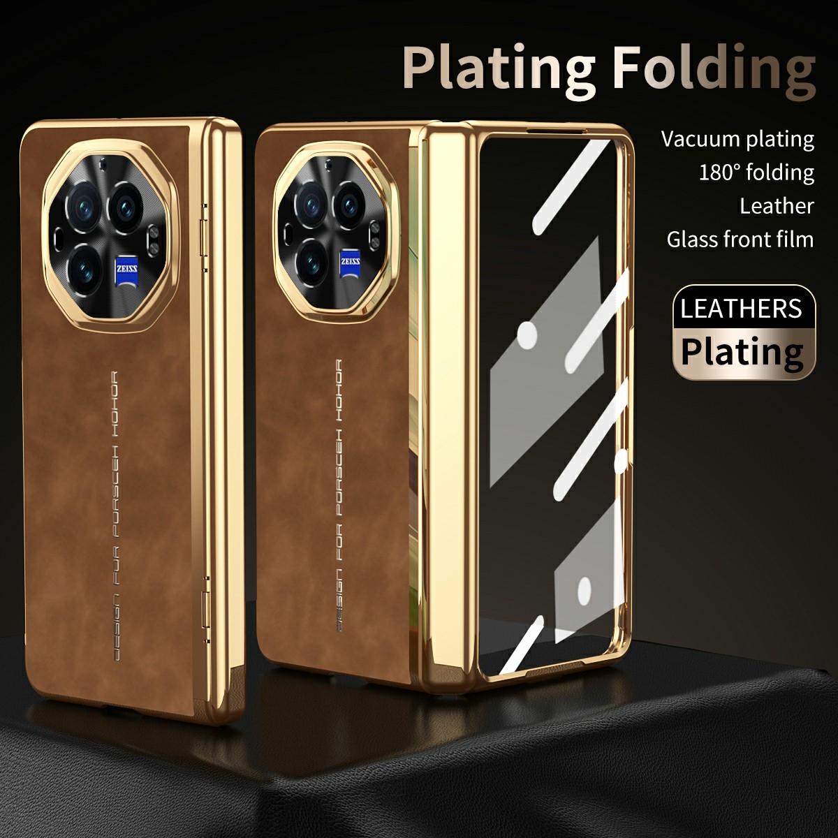 For vivo X Fold3 Pro Phone Case with Tempered Glass Film Electroplating Leather+PC Mobile Cover Brown
For vivo X Fold3 Pro Phone Case with Tempered Glass Film Electroplating Leather+PC Mobile Cover Brown