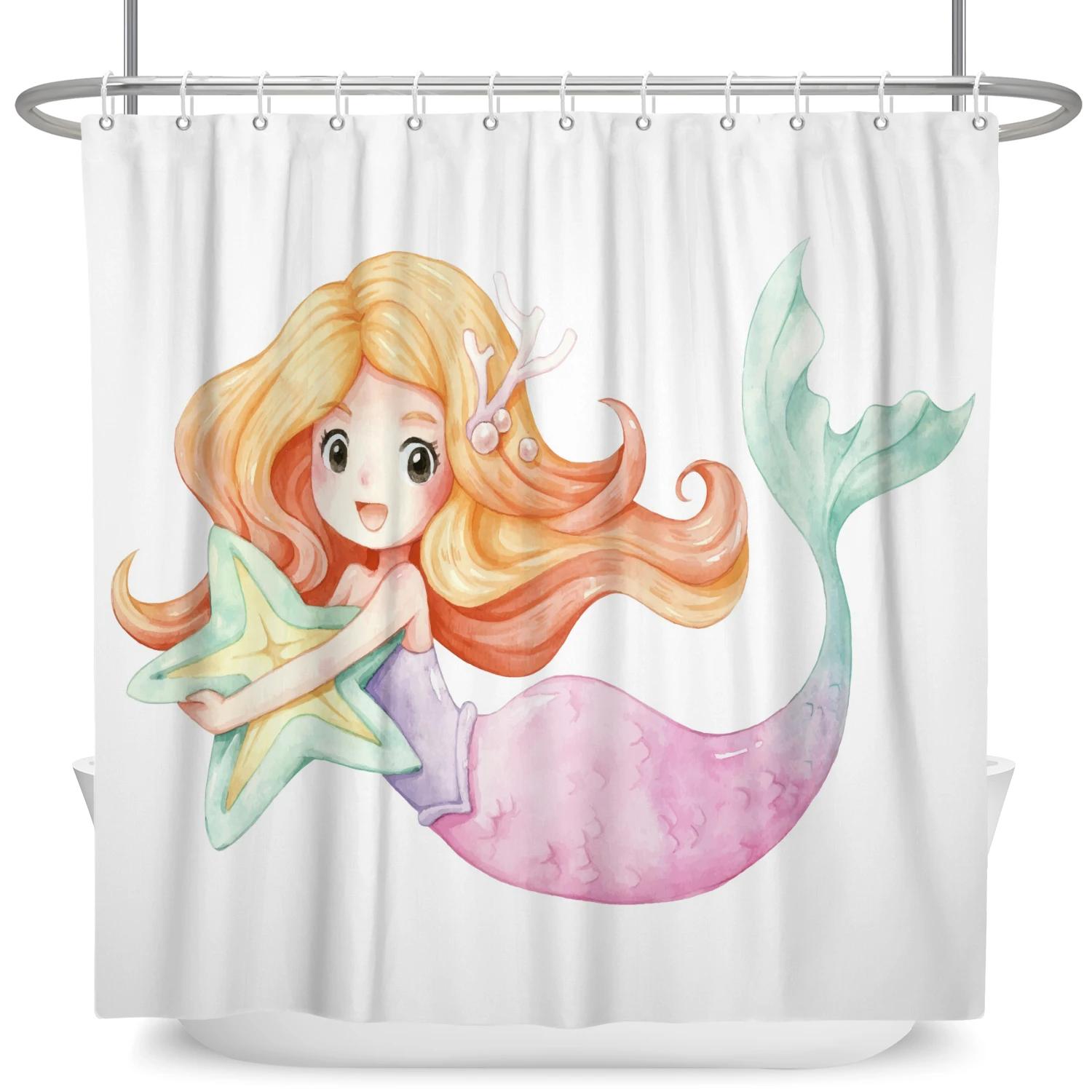 Cartoon Seabed Mermaid Bath Curtain Waterproof Shower Curtains Polyester Bath Curtain For Bathroom Home Decor With Hooks W60H190(CM)-1 Pcs
Cartoon Seabed Mermaid Bath Curtain Waterproof Shower Curtains Polyester Bath Curtain For Bathroom Home Decor With Hooks W60H190(CM)-1 Pcs