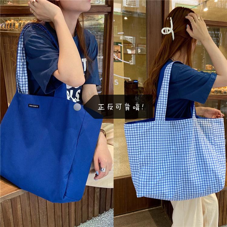 Simple Plaid Women Canvas Handbags Double-sided Ladies Large Shoulder Bag Student Girls Casual Tote Female Cloth Shopping Bags 42x17x33cm синий
Simple Plaid Women Canvas Handbags Double-sided Ladies Large Shoulder Bag Student Girls Casual Tote Female Cloth Shopping Bags 42x17x33cm синий