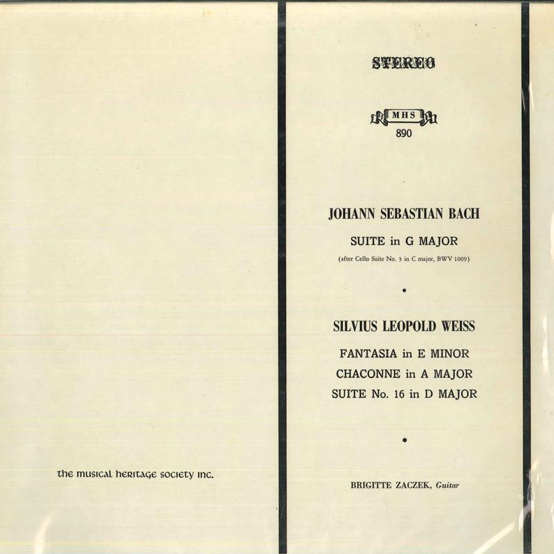 LP Record JOHANN SEBASTIAN BACH / SYLVIUS LEO - Suite In G Major / Fantasia In E Mi MHS890 Musical Heritag 1968 US Classical Used
LP Record JOHANN SEBASTIAN BACH / SYLVIUS LEO - Suite In G Major / Fantasia In E Mi MHS890 Musical Heritag 1968 US Classical Used
