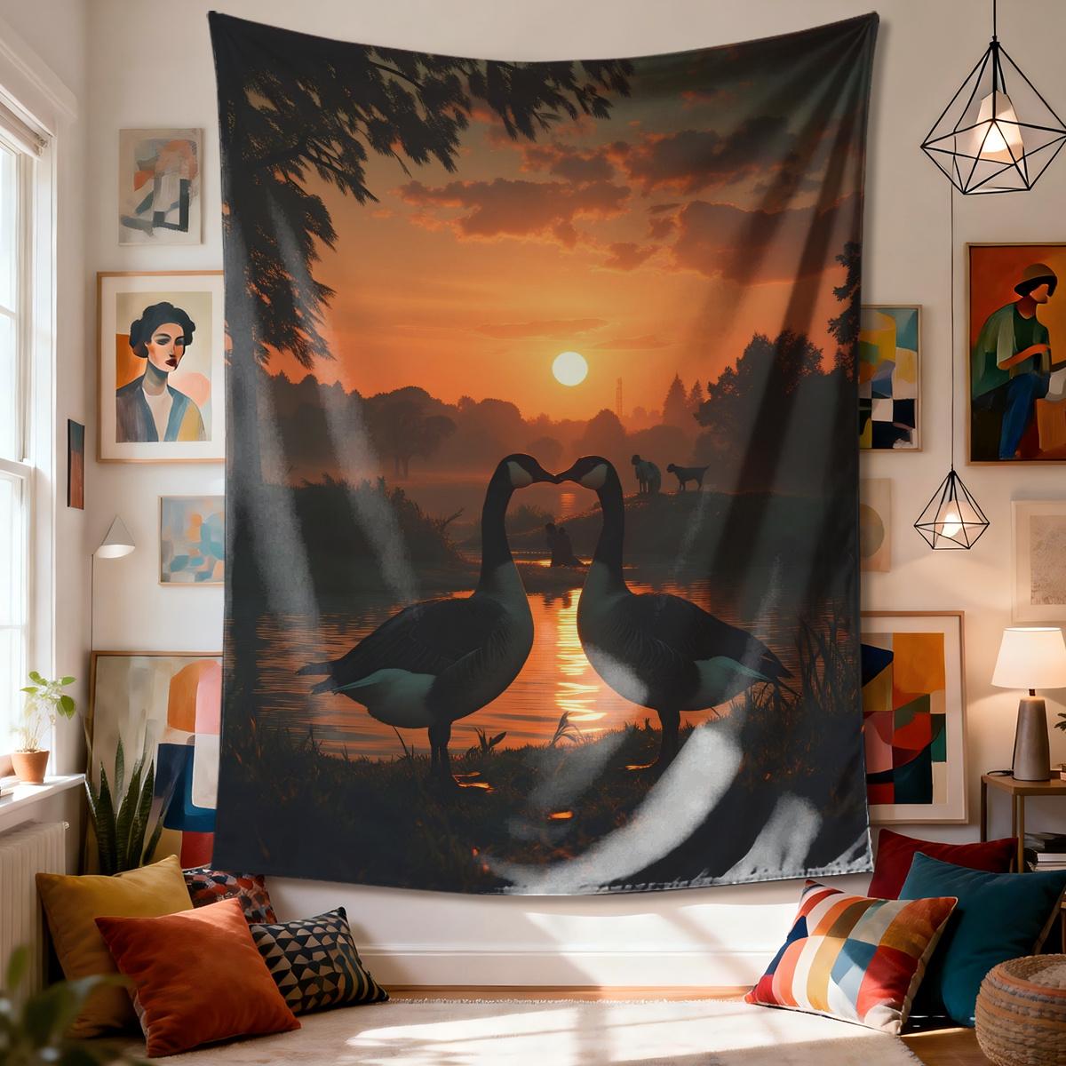 Two geese form heart Digital printing polyester wall tapestry suitable for use in living rooms bedrooms offices bars party 74x94cm(29x37in)
Two geese form heart Digital printing polyester wall tapestry suitable for use in living rooms bedrooms offices bars party 74x94cm(29x37in)