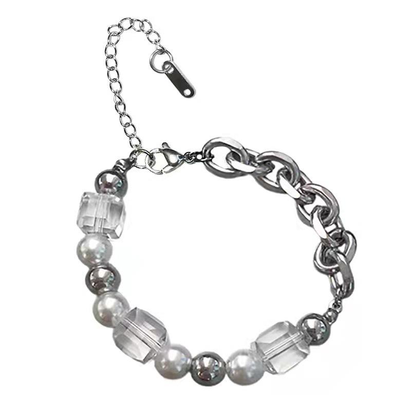 Ice cube design sense pearl glazed titanium steel bracelet original hip hop male simple couple
Ice cube design sense pearl glazed titanium steel bracelet original hip hop male simple couple
