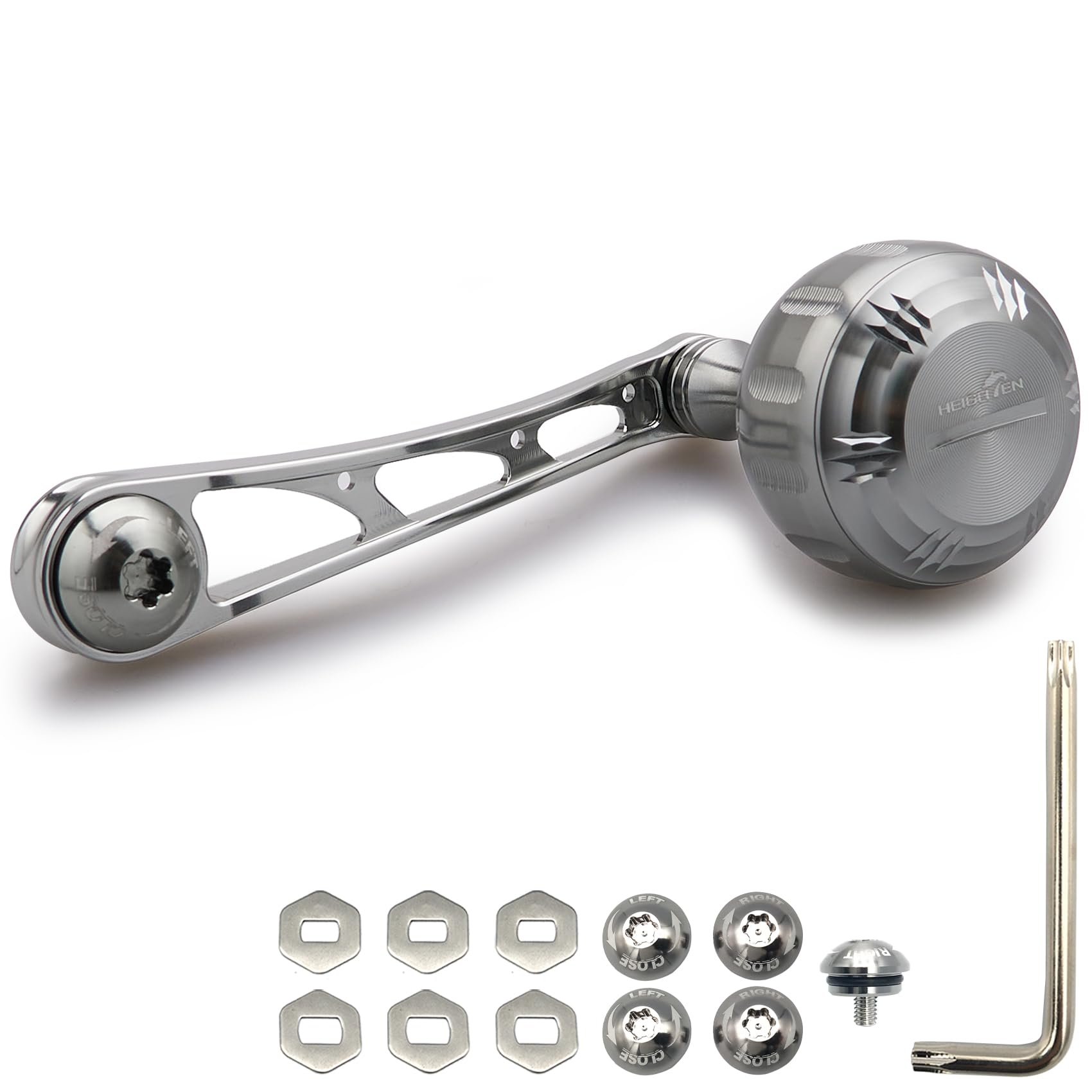 HEIGHTEN 75mm Reel Handle with 35mm Handle Compatible with and Abu Baitcasting Arch Hammer Series Knob, Shimano, Daiwa, Reels, (Gunmetal) (272)
HEIGHTEN 75mm Reel Handle with 35mm Handle Compatible with and Abu Baitcasting Arch Hammer Series Knob, Shimano, Daiwa, Reels, (Gunmetal) (272)