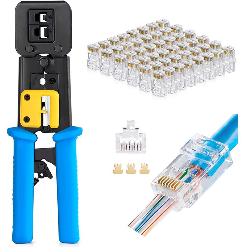 Інструмент для обтиску RJ45, Cat5, Cat5e, Cat6, для обтиску звичайних і кінцевих роз’ємів RJ45/RJ12, набір 100 шт.
Інструмент для обтиску RJ45, Cat5, Cat5e, Cat6, для обтиску звичайних і кінцевих роз’ємів RJ45/RJ12, набір 100 шт.