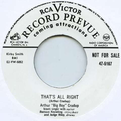 7inch Record ARTHUR CRUDUP - That s All Right / Shout Sister Sho RCA0013 RCA Victor UK UK Blues
7inch Record ARTHUR CRUDUP - That s All Right / Shout Sister Sho RCA0013 RCA Victor UK UK Blues