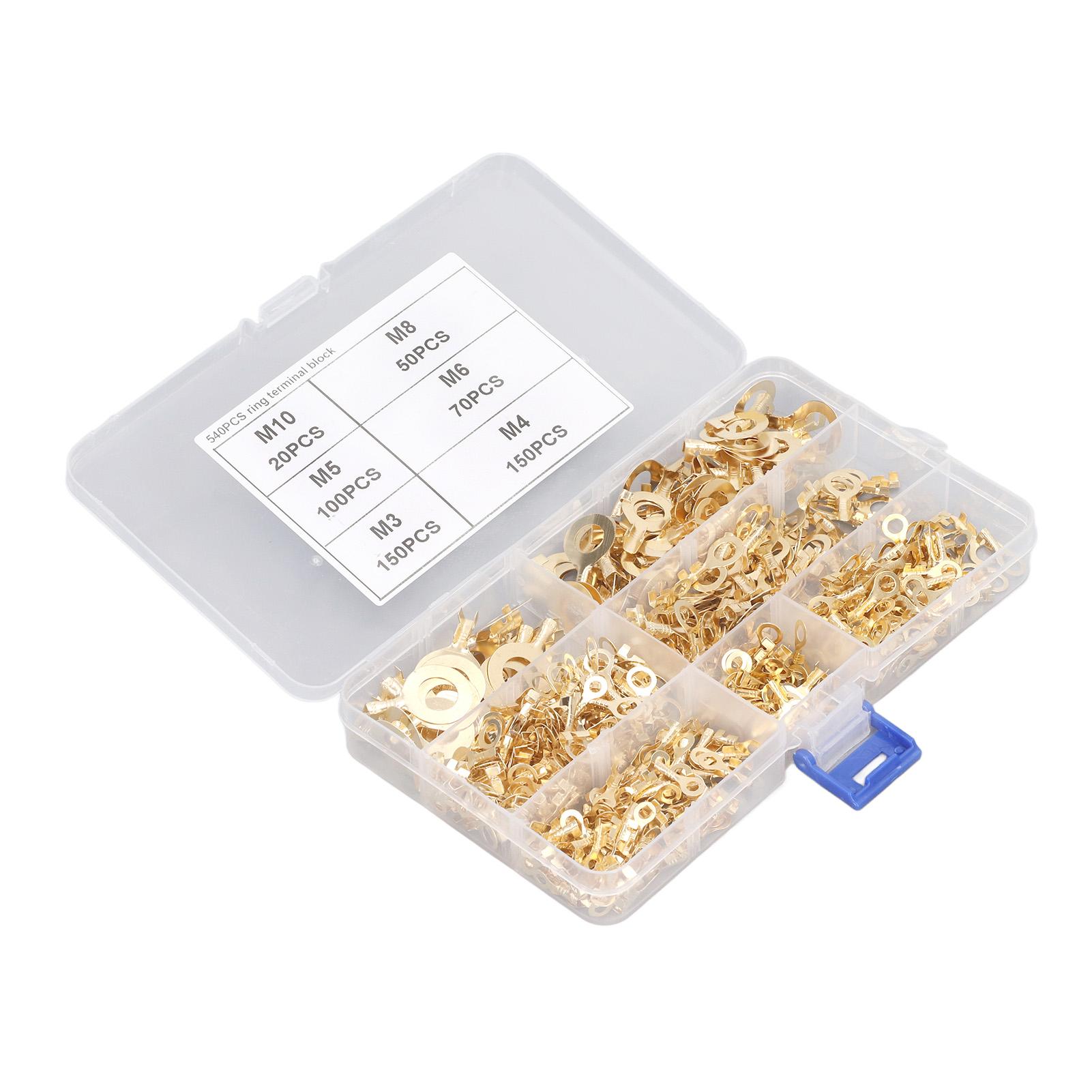540Pcs Gold Brass Ring Terminal M3 M4 M5 M6 M8 M10 O Shape Terminal Wire Connector
540Pcs Gold Brass Ring Terminal M3 M4 M5 M6 M8 M10 O Shape Terminal Wire Connector