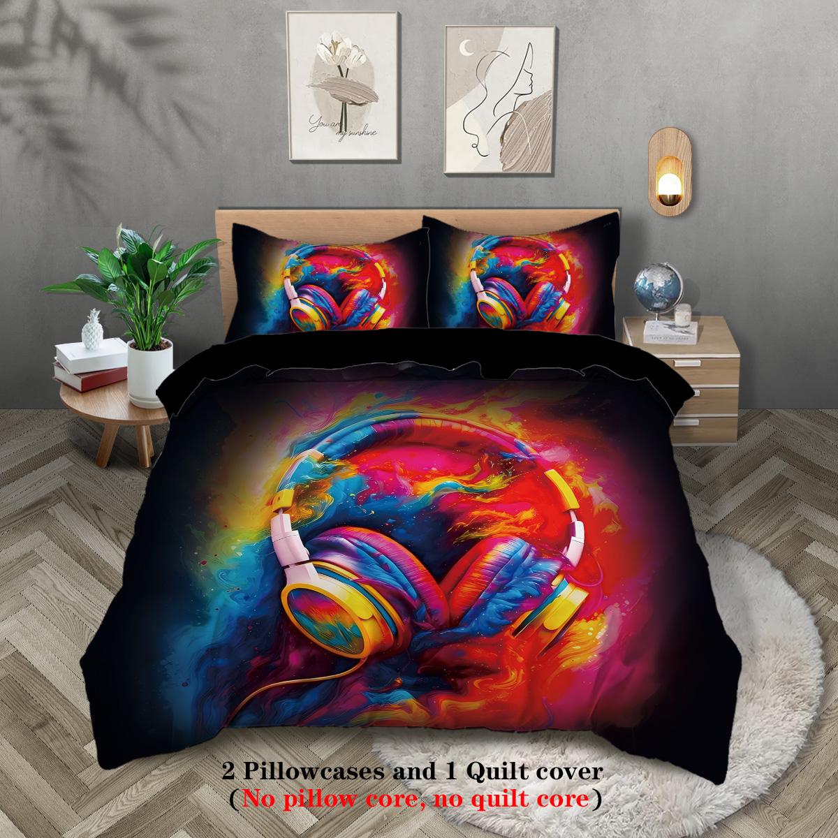 3pcs Colorful Headset Pattern Printed Bedding Set, Soft and Comfortable Duvet Cover, Suitable for Teenagers and Adult s Bedroom 135x200cm-EU-Single
3pcs Colorful Headset Pattern Printed Bedding Set, Soft and Comfortable Duvet Cover, Suitable for Teenagers and Adult s Bedroom 135x200cm-EU-Single