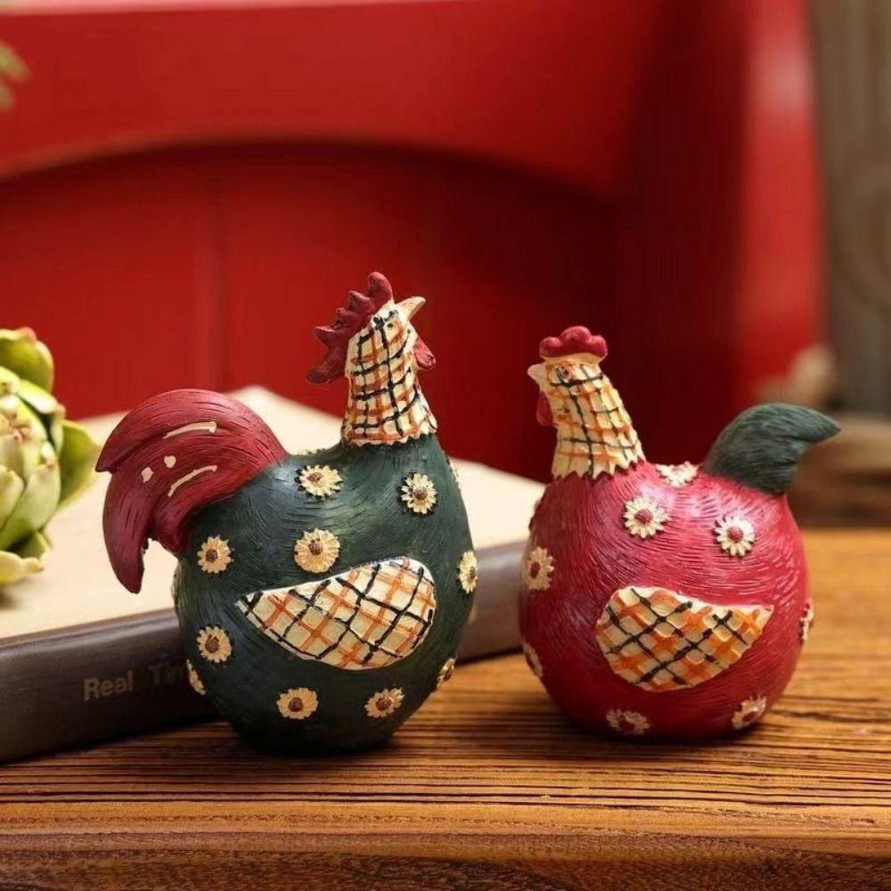 Resin Rooster Model Handmade Garden Chicken Sculpture Colorful Hen Statue Desktop Rooster
Resin Rooster Model Handmade Garden Chicken Sculpture Colorful Hen Statue Desktop Rooster
