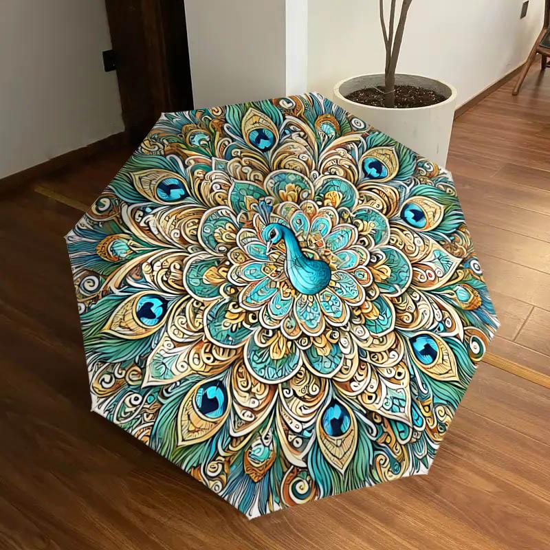 Peacock Feather Mandala Automatic Opening Folding Umbrella - 8 Bone Iron Frame, Suitable for Fans, Travel, Daily Use, Gift for Outdoor Enthu
Peacock Feather Mandala Automatic Opening Folding Umbrella - 8 Bone Iron Frame, Suitable for Fans, Travel, Daily Use, Gift for Outdoor Enthu