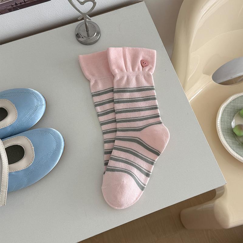 Sock Children Sweet Heart-shaped Buttons Mid-length Socks Trendy Wide Cuff Striped Pile-up Socks 1 pair розовый
Sock Children Sweet Heart-shaped Buttons Mid-length Socks Trendy Wide Cuff Striped Pile-up Socks 1 pair розовый
