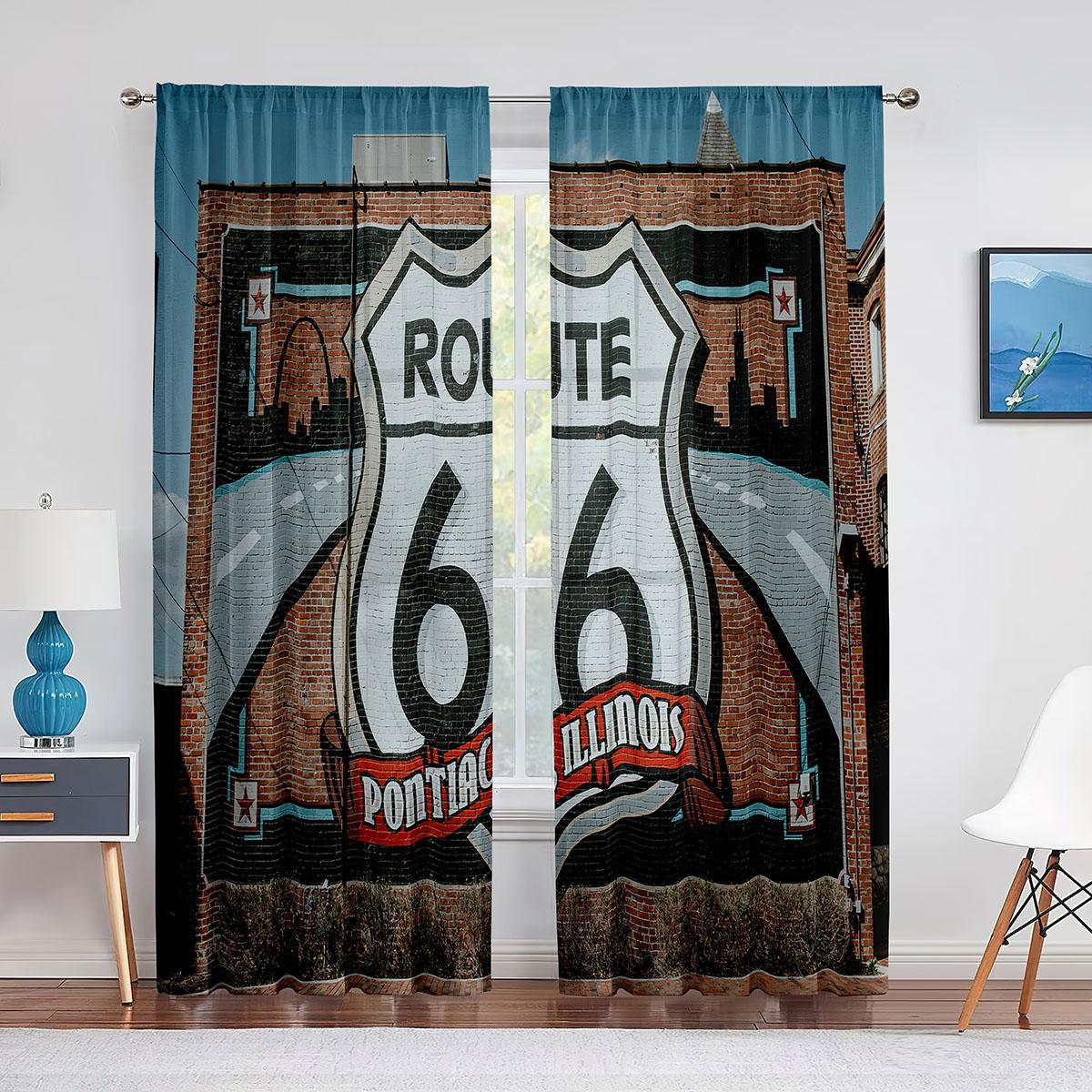 Vintage Route 66 Brick Wall Tulle Curtains for Living Room Bedroom Kitchen Decor Chiffon Sheer Voile Curtains Window Treatment
Vintage Route 66 Brick Wall Tulle Curtains for Living Room Bedroom Kitchen Decor Chiffon Sheer Voile Curtains Window Treatment