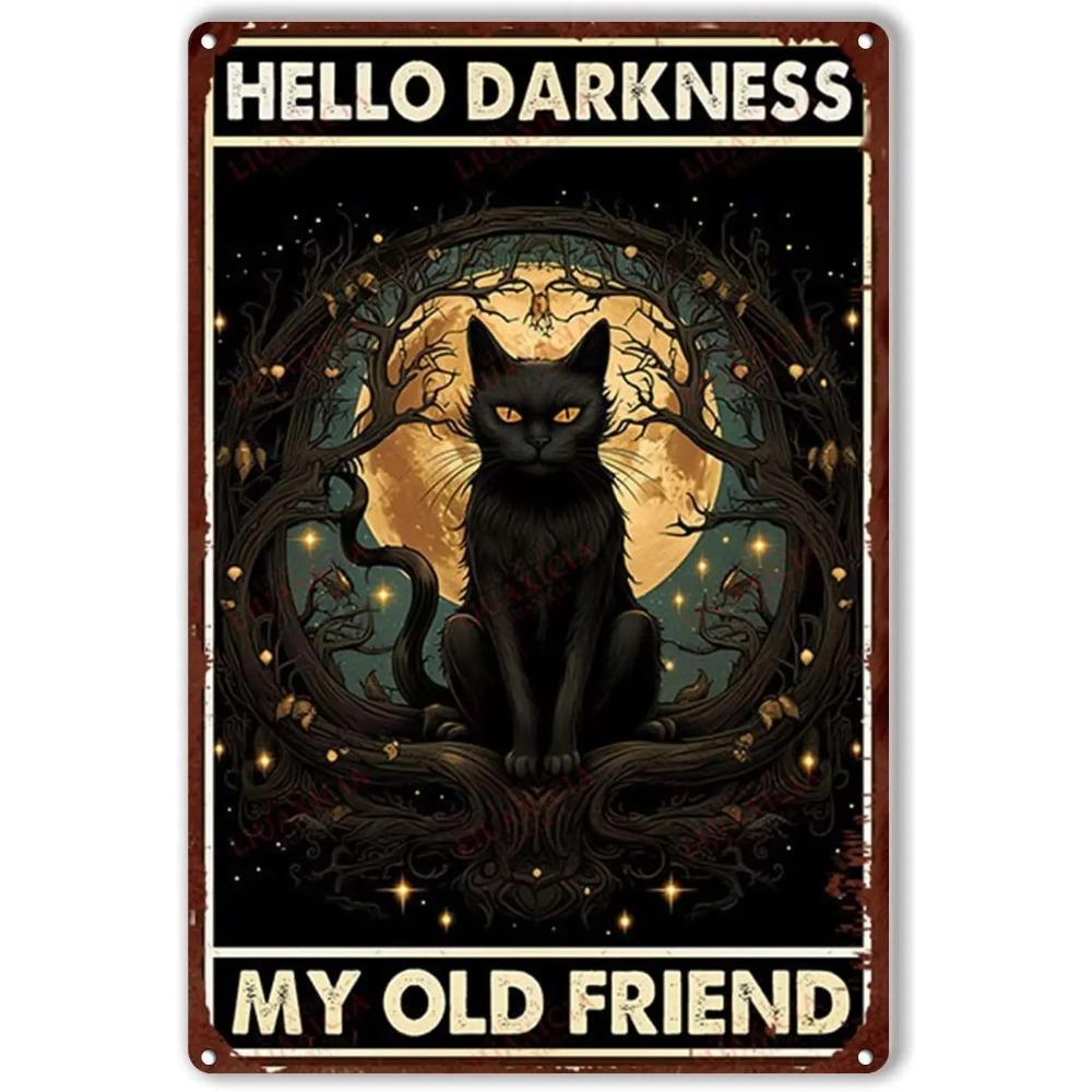 Retro Black Cat Halloween Tin Sign - Red Moon Witches Hello Darkness My Old Friend Poster for Vintage Party Decor 20x30cm
Retro Black Cat Halloween Tin Sign - Red Moon Witches Hello Darkness My Old Friend Poster for Vintage Party Decor 20x30cm