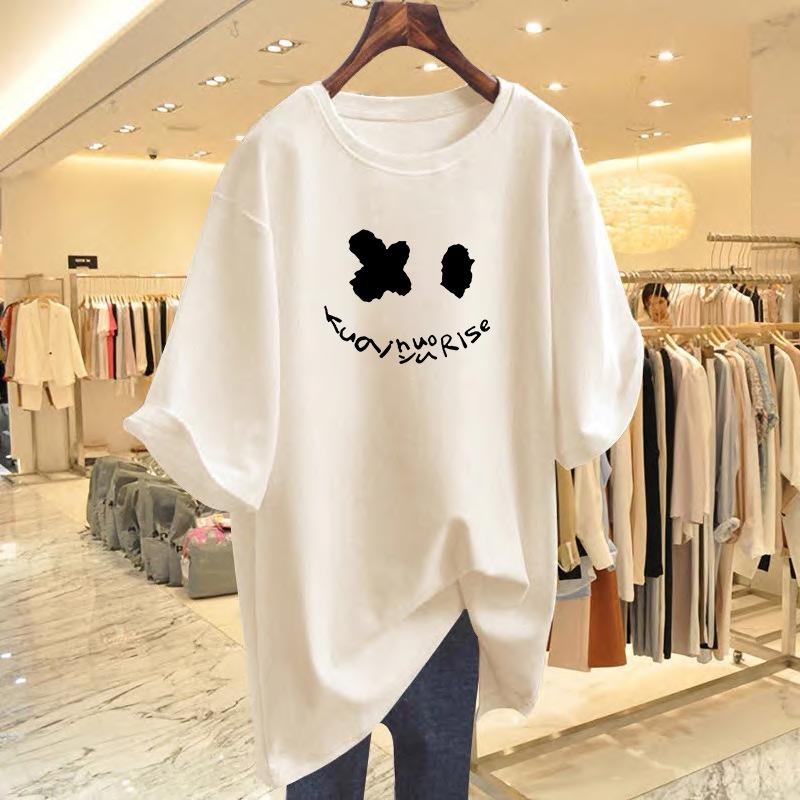 Cotton white printed smiley face short-sleeved t-shirt women s summer new loose top half-sleeved bottoming shirt S
Cotton white printed smiley face short-sleeved t-shirt women s summer new loose top half-sleeved bottoming shirt S