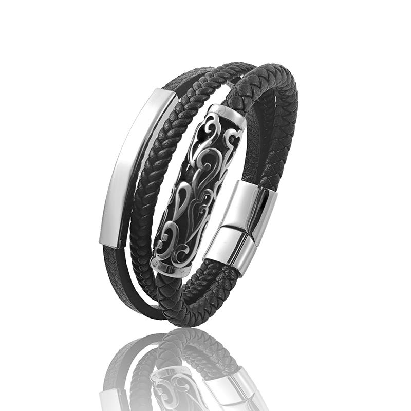 Trendy Cloud Shape Magnetic Clasp Bracelet BlackColor Handmade Multiple Layers Braided Leather Accessories for Men Gift 22cm срібний
Trendy Cloud Shape Magnetic Clasp Bracelet BlackColor Handmade Multiple Layers Braided Leather Accessories for Men Gift 22cm срібний