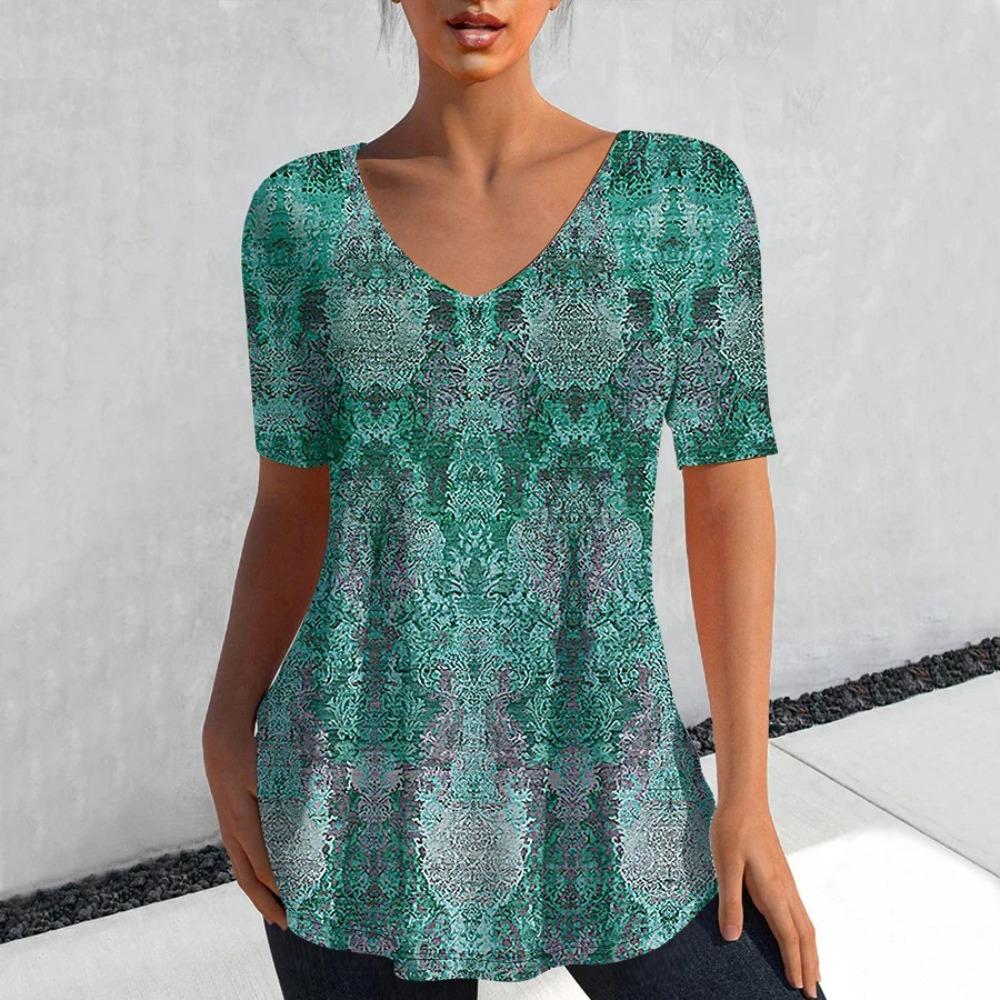 Женская удобная футболка с V-образным вырезом и короткими рукавами в ретро этническом стиле с 3D цифровой печатью S
Женская удобная футболка с V-образным вырезом и короткими рукавами в ретро этническом стиле с 3D цифровой печатью S