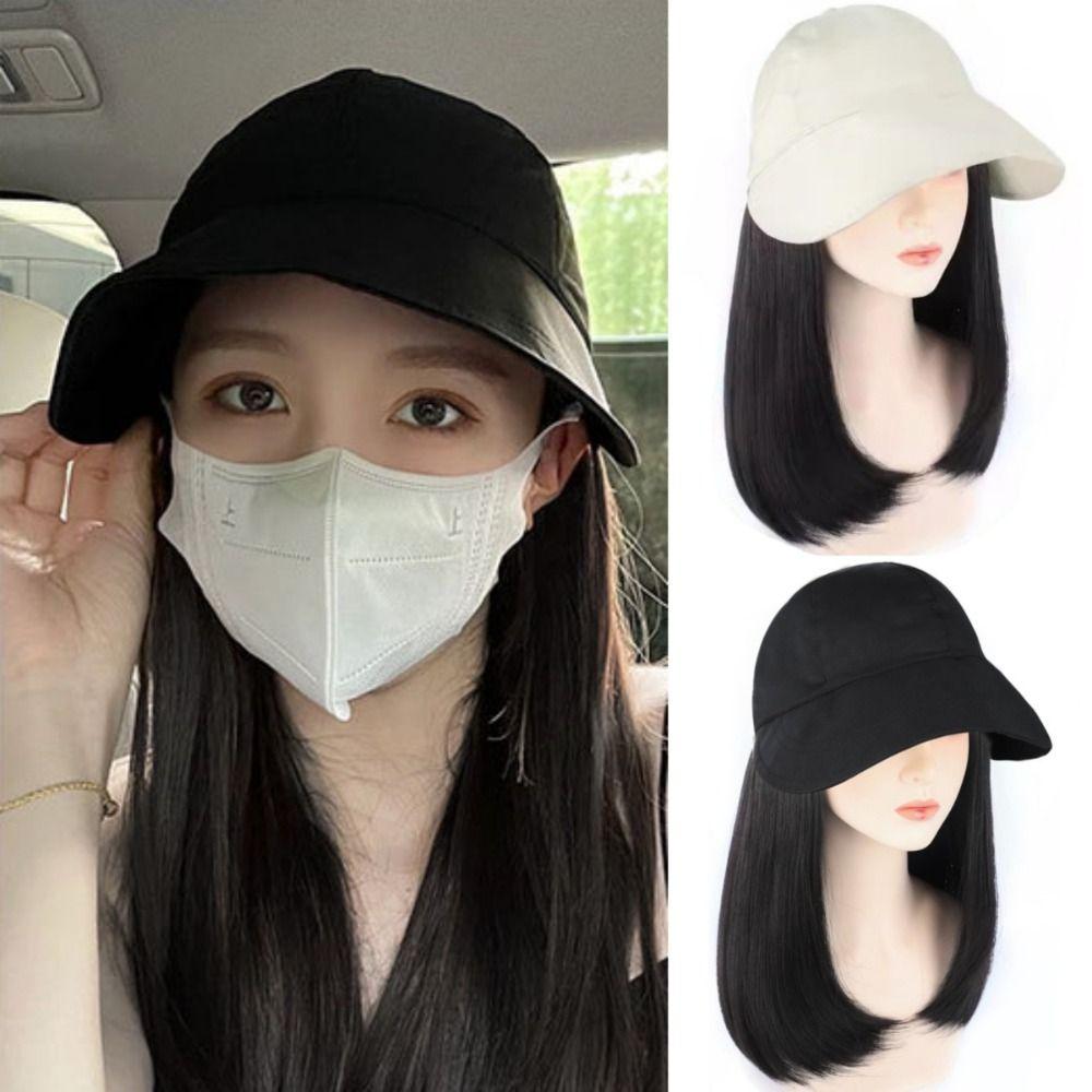 Sunscreen Fisherman Hat with Wig Bucket Hat Short Straight Hair Fashion Women Sun Cap Wig Fishing чорний
Sunscreen Fisherman Hat with Wig Bucket Hat Short Straight Hair Fashion Women Sun Cap Wig Fishing чорний