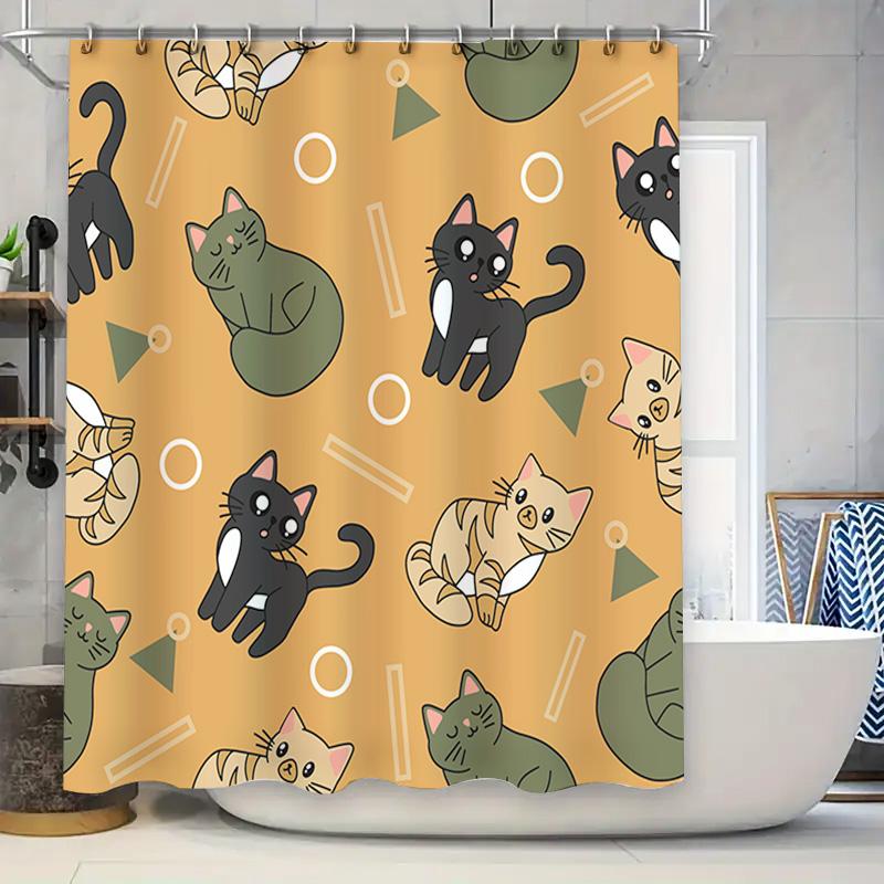 Whimsical Cats Shower Curtain: 3D Printed Polyester Fabric Design For Bathroom Decorations Cute Kitten Print In Green, Black, Or W60H190(CM)-1 Pcs
Whimsical Cats Shower Curtain: 3D Printed Polyester Fabric Design For Bathroom Decorations Cute Kitten Print In Green, Black, Or W60H190(CM)-1 Pcs