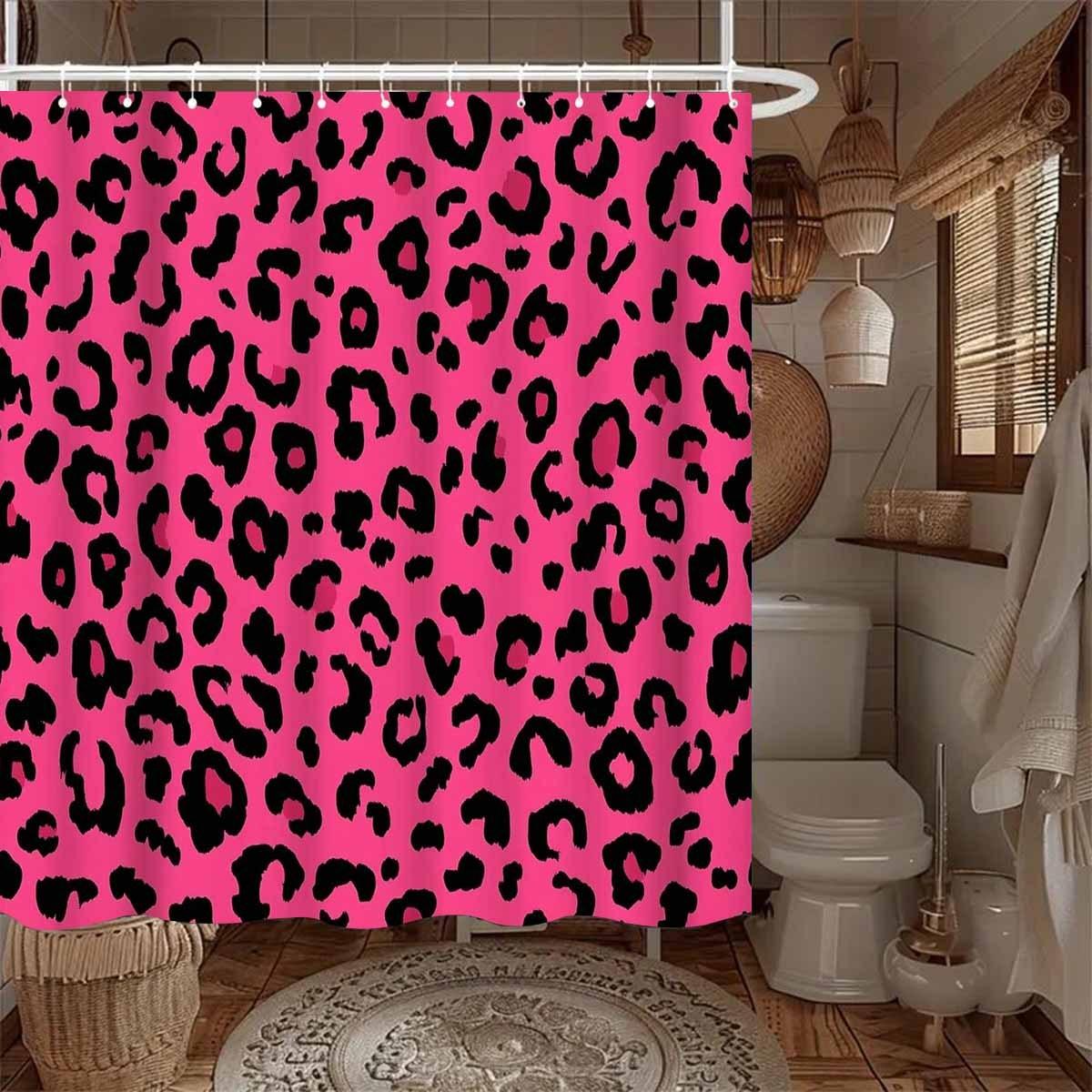1Pc Pink Leopard Print Shower Curtain - With 12 Hooks, Machine Washable, Suitable For Bathroom Decor And Home Decoration W60H190(CM)-1 Pcs
1Pc Pink Leopard Print Shower Curtain - With 12 Hooks, Machine Washable, Suitable For Bathroom Decor And Home Decoration W60H190(CM)-1 Pcs