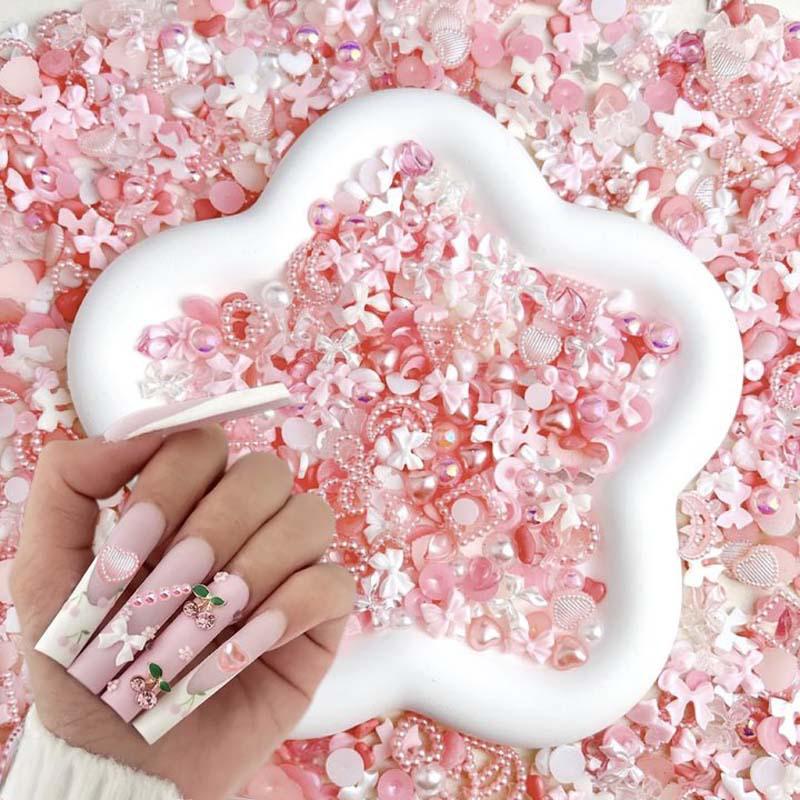 50pcs Barbie Pink Girly Nail Art Accessories: Iridescent Hearts, Bows, Pearl Embellishments, Press-On Nails.
50pcs Barbie Pink Girly Nail Art Accessories: Iridescent Hearts, Bows, Pearl Embellishments, Press-On Nails.