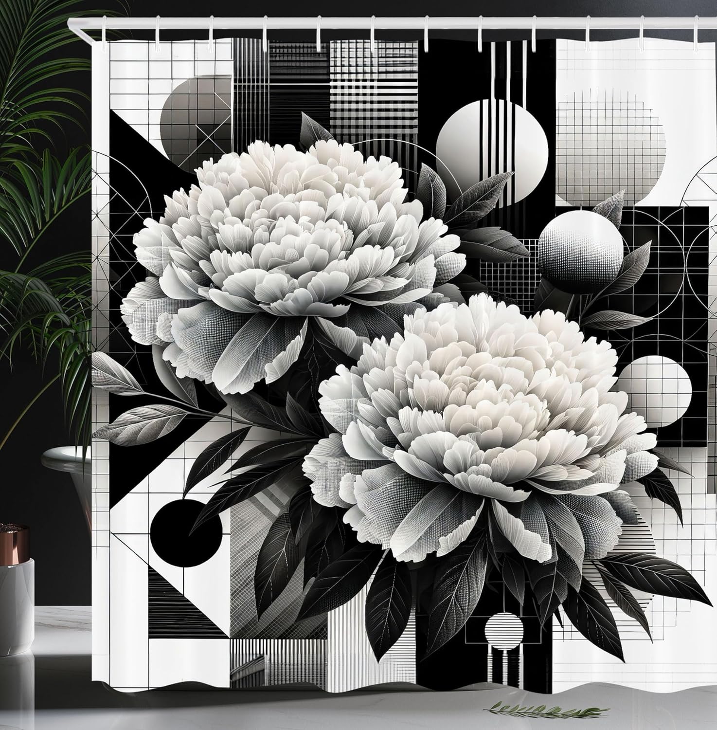 Black White Shower Curtain Retro Floral Pattern New Modern Art Fabric Bathroom Decorative Shower Curtain 180X180Cm W60H190(CM)-1 Pcs
Black White Shower Curtain Retro Floral Pattern New Modern Art Fabric Bathroom Decorative Shower Curtain 180X180Cm W60H190(CM)-1 Pcs