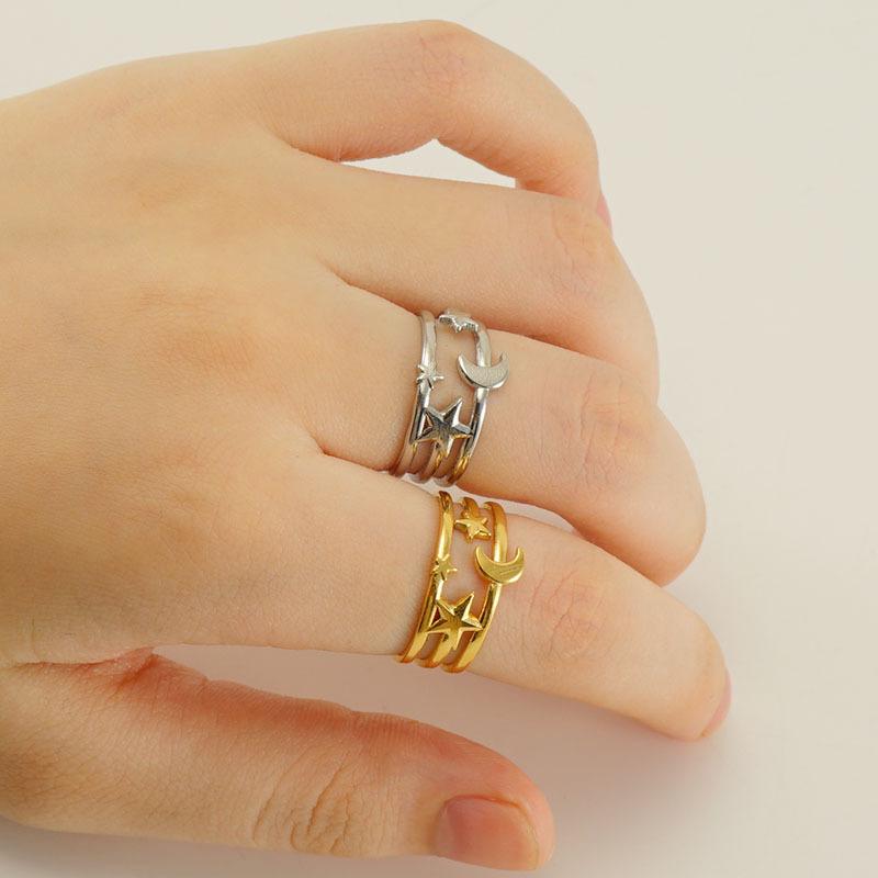 Titanium steel star moon ring women s niche simple fashion design Titanium steel ring opening adjustable Opening Adjustable
Titanium steel star moon ring women s niche simple fashion design Titanium steel ring opening adjustable Opening Adjustable