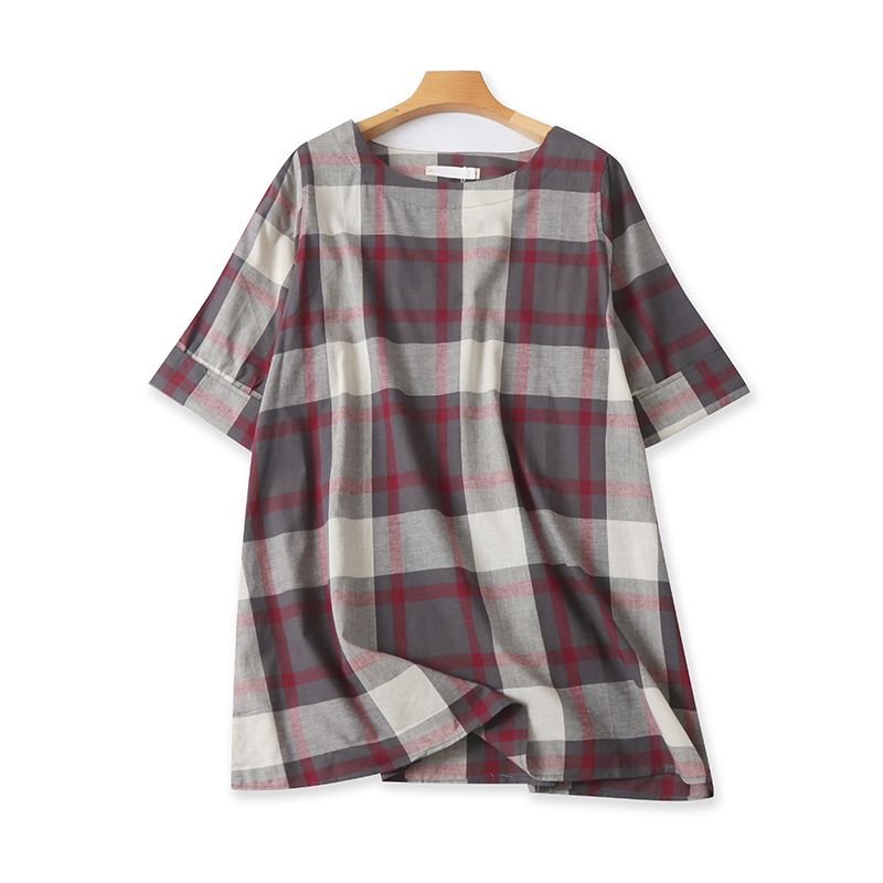 Export Japanese Single Summer Blouses round Neck Half Sleeve Western Style All-Matching Loose Slim Looking Plaid Mid Length Long Length Shirt Dark gray L
Export Japanese Single Summer Blouses round Neck Half Sleeve Western Style All-Matching Loose Slim Looking Plaid Mid Length Long Length Shirt Dark gray L