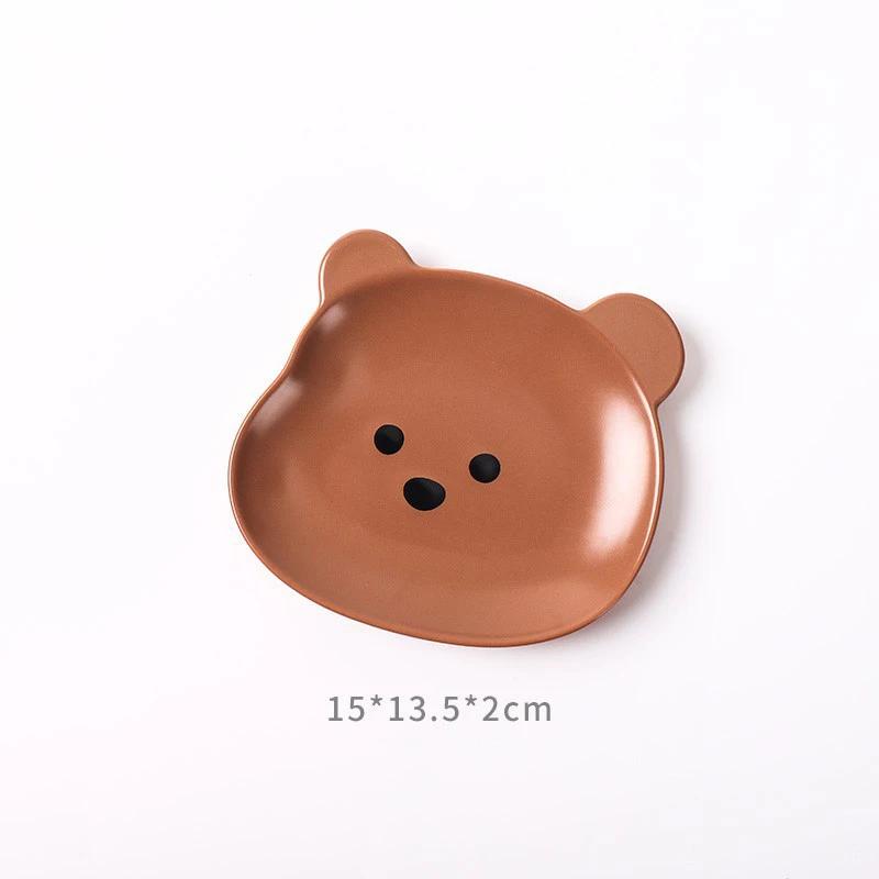 Миниатюрная симпатичная мультяшная форма медвежьей кости плевок креативный настольный мусорный лоток остатки закусок тарелка для фруктов кавайная кухонная посуда