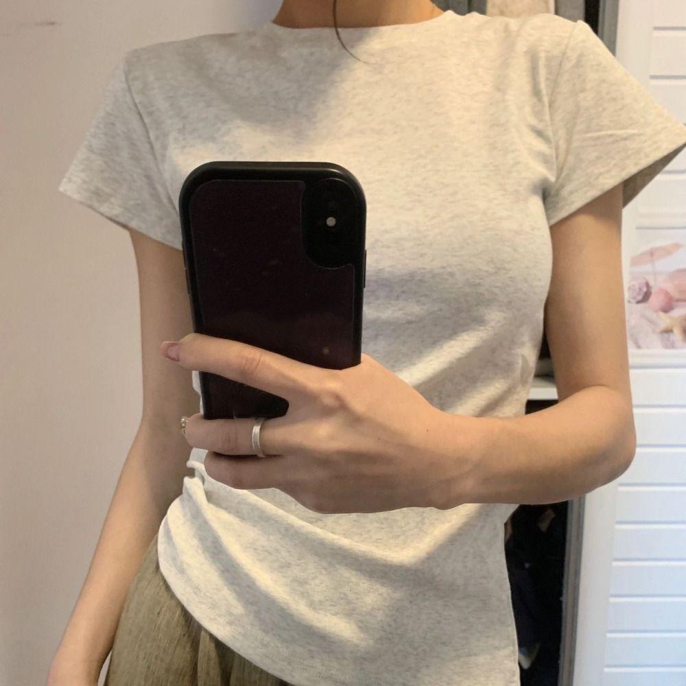 Pullover Short Sleeve T-shirt Slim Fit Basic Tees Shirts Casual Y2K Crop Top Women Summer S сірий
Pullover Short Sleeve T-shirt Slim Fit Basic Tees Shirts Casual Y2K Crop Top Women Summer S сірий