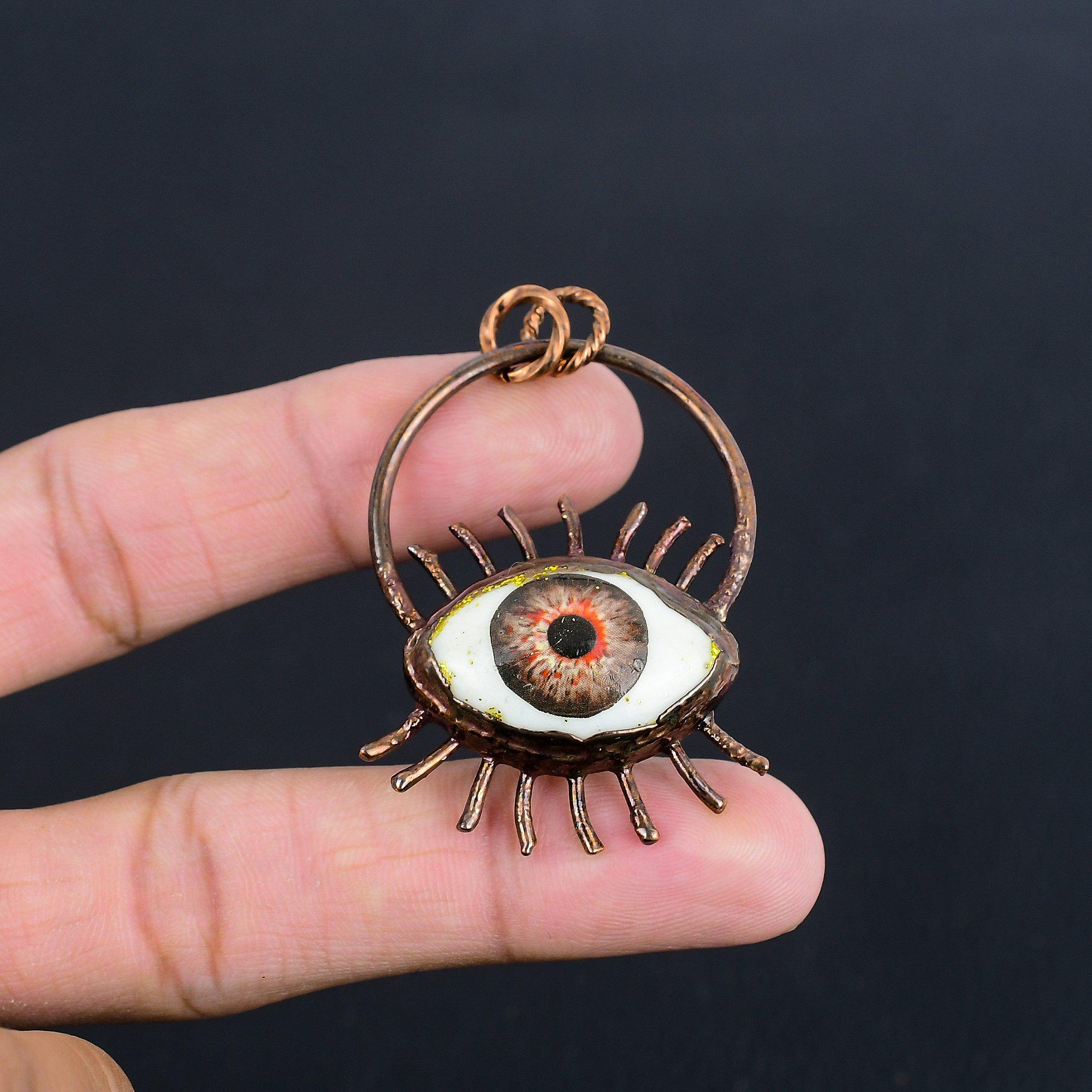 Brown Evil Eye Pendant, Copper Electroformed Gemstone Jewelry, Handmade Pendant, For Mother Day 2.55 Inches
Brown Evil Eye Pendant, Copper Electroformed Gemstone Jewelry, Handmade Pendant, For Mother Day 2.55 Inches
