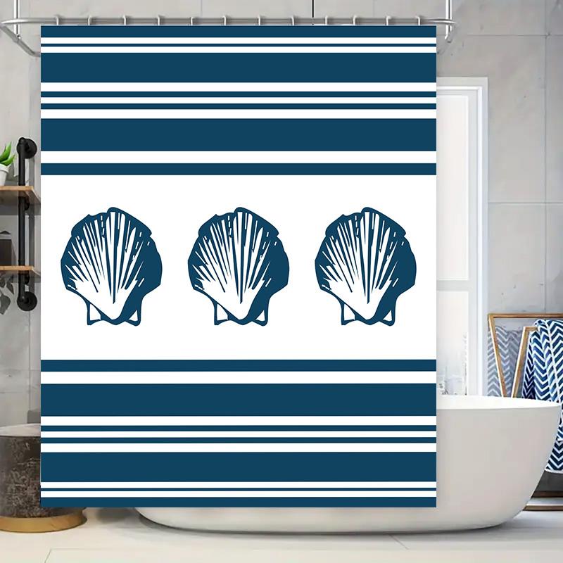 Blue White Stripe Shower Curtain With Seashell Pattern Waterproof Fabric Home Decor Item For Bathroom Size: 180X245Cm (70X96In) W60H190(CM)-1 Pcs
Blue White Stripe Shower Curtain With Seashell Pattern Waterproof Fabric Home Decor Item For Bathroom Size: 180X245Cm (70X96In) W60H190(CM)-1 Pcs