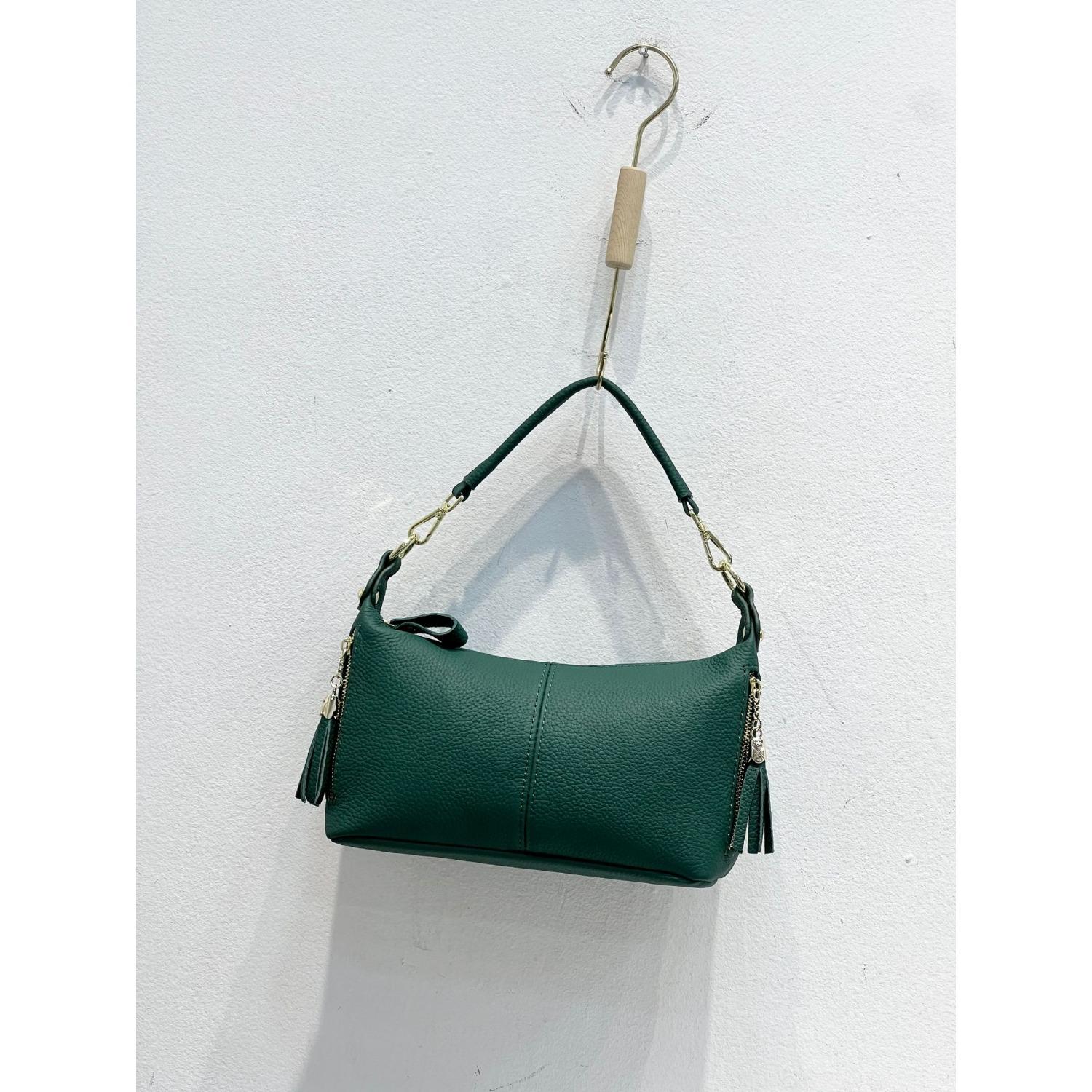 Женская сумка через плечо из коровьей кожи, большая вместимость, женская модная простая сумка-тоут, практичная сумка-ракушка с несколькими отделениями зелёный