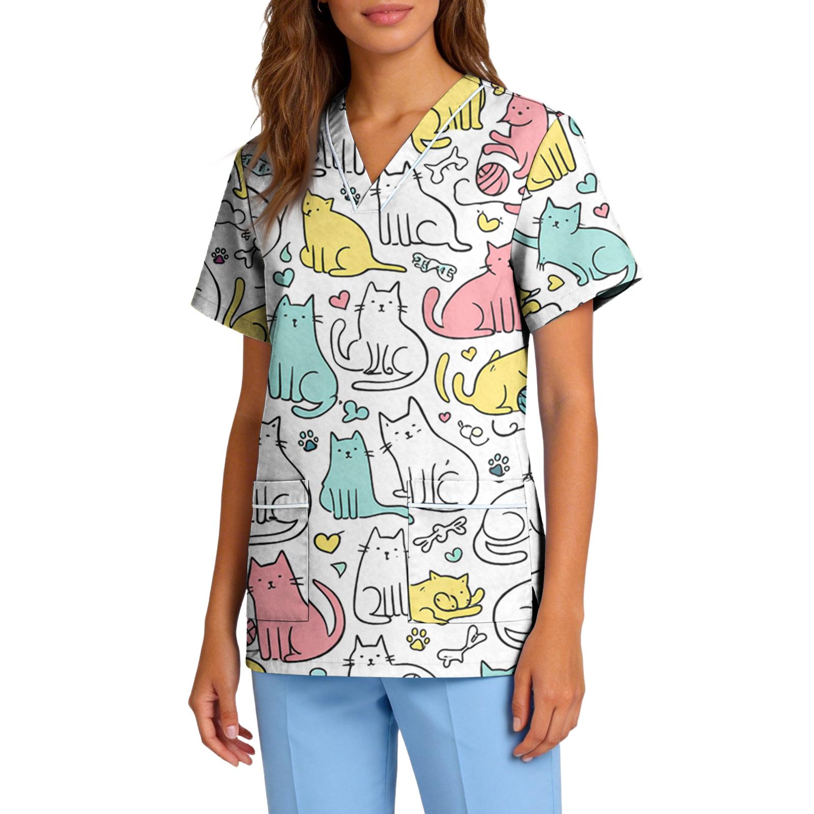 Women s Stretch Quick-Dry V-Neck Short Sleeve Workwear Top with Animal Print & Pockets S
Women s Stretch Quick-Dry V-Neck Short Sleeve Workwear Top with Animal Print & Pockets S
