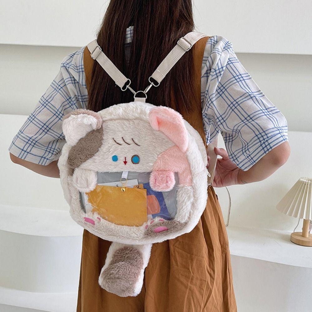 Plush Plush Backpack Large Capacity Cat Patchwork Shoulder Bags Cute Transparent Ita Bags Lady
Plush Plush Backpack Large Capacity Cat Patchwork Shoulder Bags Cute Transparent Ita Bags Lady