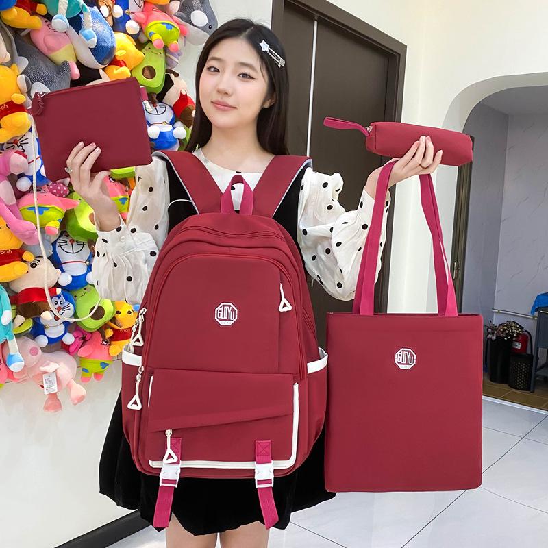 New Casual Middle School School Bag Trendy Brand Large Capacity Solid Color Backpack Four Piece Set High Value Backpack Men
New Casual Middle School School Bag Trendy Brand Large Capacity Solid Color Backpack Four Piece Set High Value Backpack Men