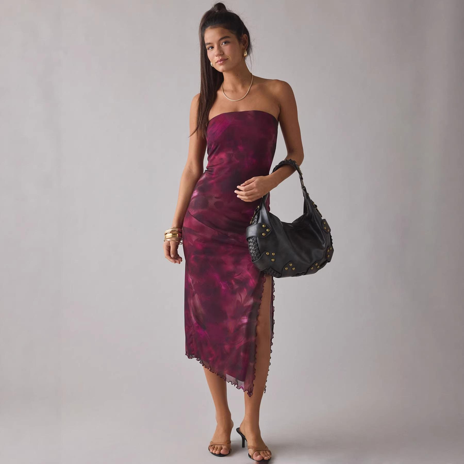 European and American smudged mesh dress women s summer sexy backless dress hip-wrapped split tube top long dress feeling Spice girl skirt XS красный
European and American smudged mesh dress women s summer sexy backless dress hip-wrapped split tube top long dress feeling Spice girl skirt XS красный