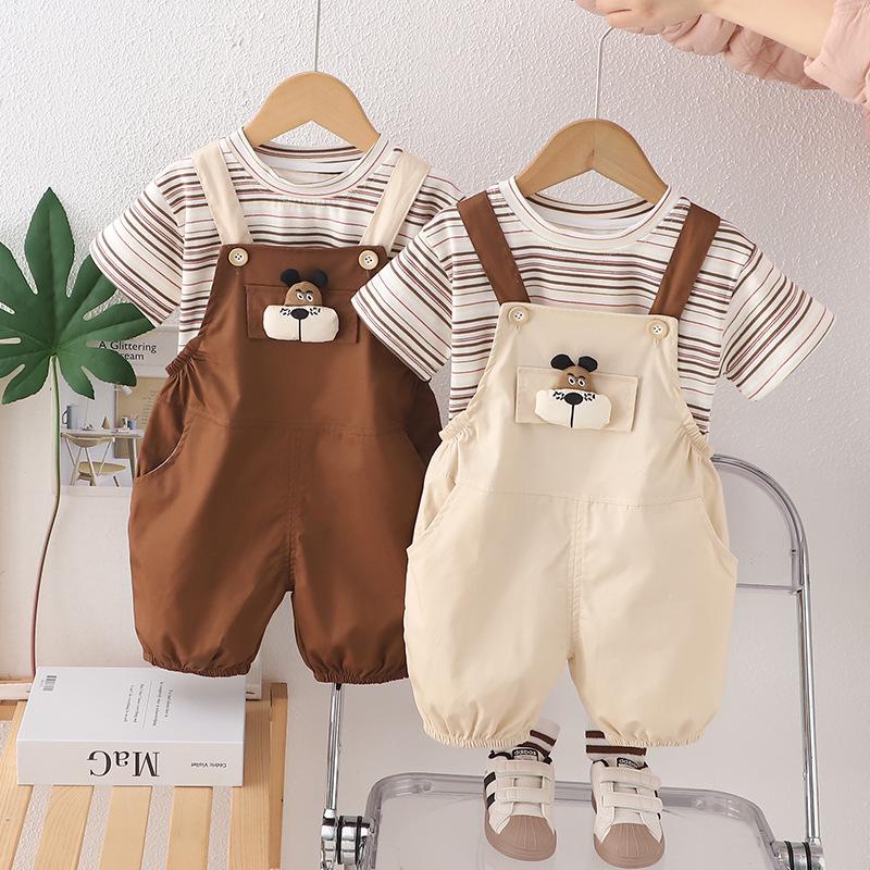 Overalls Puppy Short Sleeve & Shorts Set - Striped Cartoon Pocket, Summer Boys Two-Piece Thin Style (2025) 100cm
Overalls Puppy Short Sleeve & Shorts Set - Striped Cartoon Pocket, Summer Boys Two-Piece Thin Style (2025) 100cm