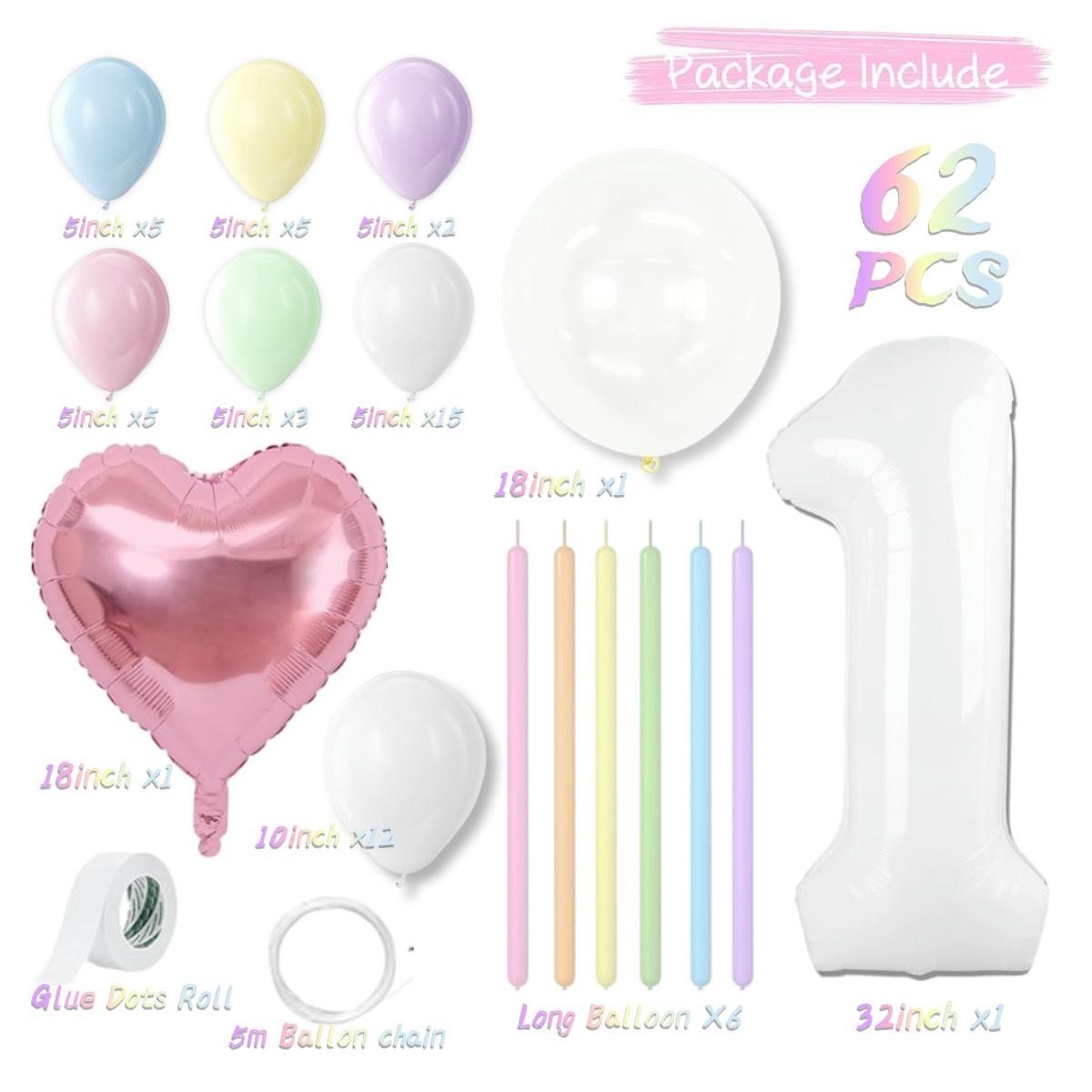 62-Piece Balloon Arch & Garland Kit - 32 Inch Number & Macaron Latex Balloons Set with Rainbow & Heart Foil Birthday Party Decor
62-Piece Balloon Arch & Garland Kit - 32 Inch Number & Macaron Latex Balloons Set with Rainbow & Heart Foil Birthday Party Decor