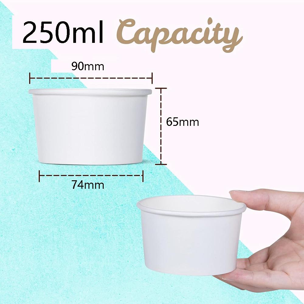 250ml Paper Ice Cream Cups Disposable Dessert Bowls for Hot or Cold Food Party Supplies Treat Cups for Sundae, Frozen Yogurt 50pcs
250ml Paper Ice Cream Cups Disposable Dessert Bowls for Hot or Cold Food Party Supplies Treat Cups for Sundae, Frozen Yogurt 50pcs