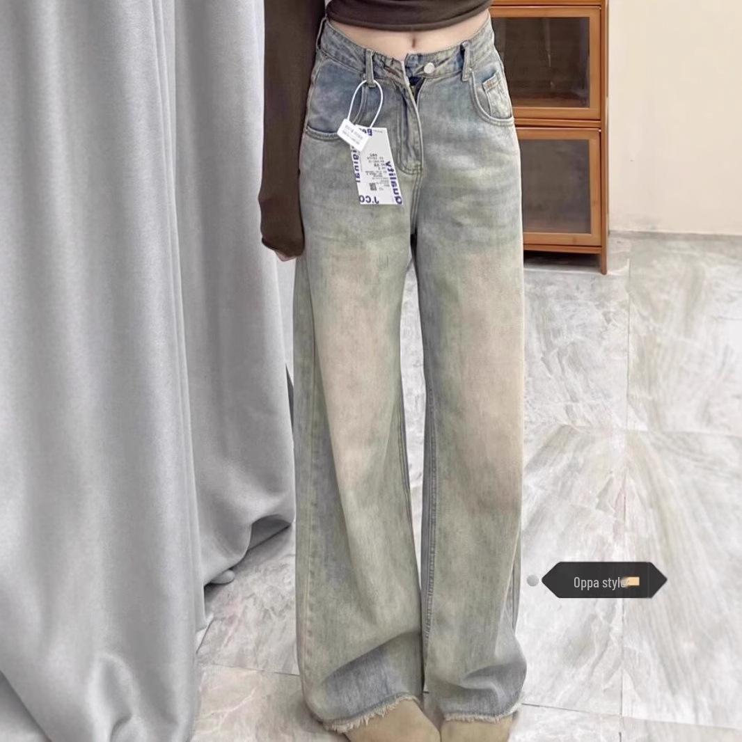 Plus Size High Waist Retro Yellow Wide Leg Jeans for Women - Autumn Loose Fit, Frayed Hem, Floor Length 5XL
Plus Size High Waist Retro Yellow Wide Leg Jeans for Women - Autumn Loose Fit, Frayed Hem, Floor Length 5XL
