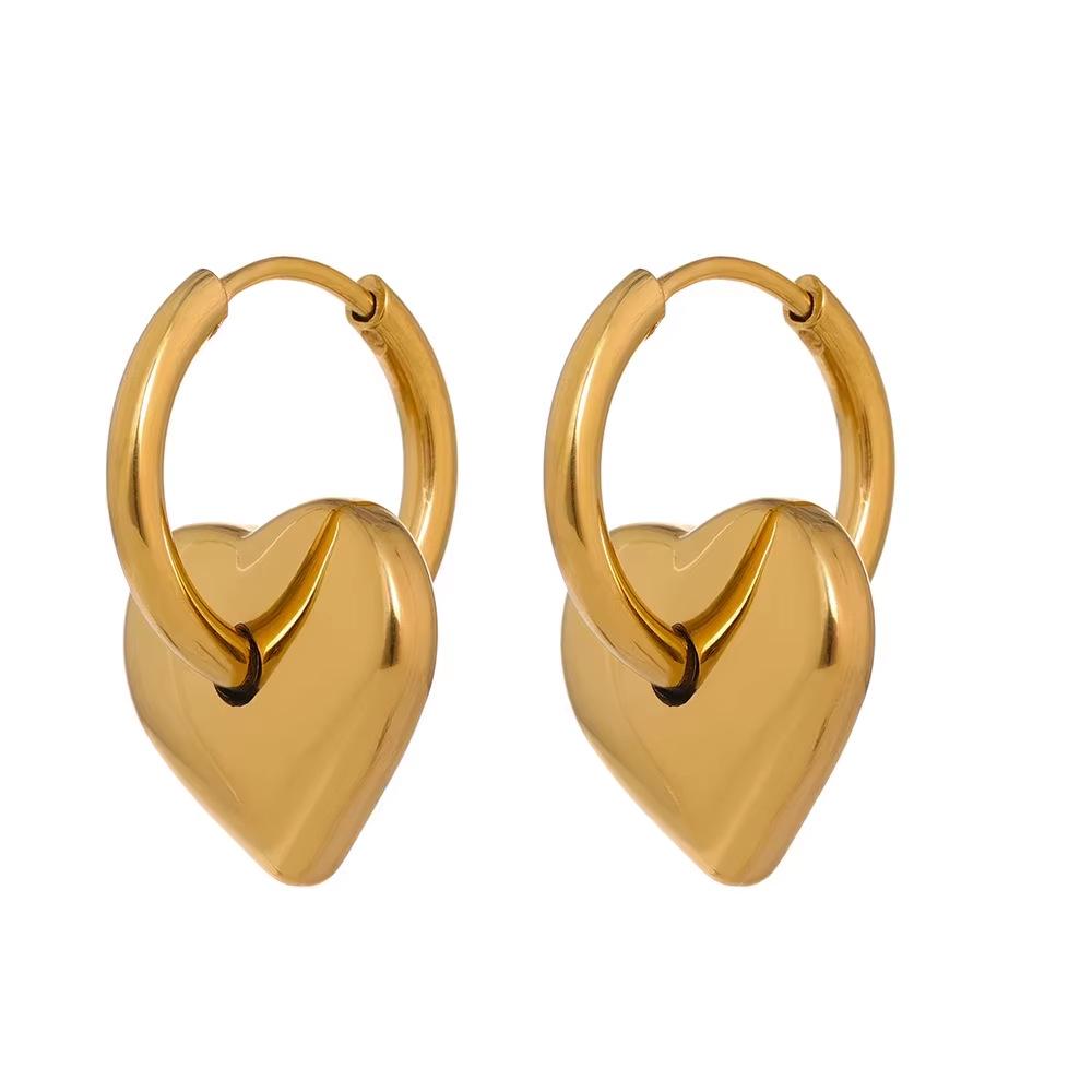 Xia Ling Sweet Heart Pendant Hoop Earrings - Stainless Steel, Color Retention, Fashionable for Women
Xia Ling Sweet Heart Pendant Hoop Earrings - Stainless Steel, Color Retention, Fashionable for Women
