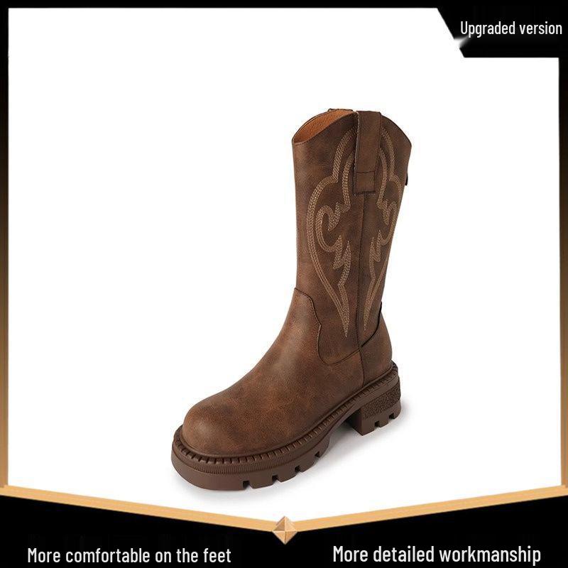 Retro Soft Leather Thick Sole Western Cowboy Mid-Calf Boots for Women, Autumn/Winter Martin Style Size 35
Retro Soft Leather Thick Sole Western Cowboy Mid-Calf Boots for Women, Autumn/Winter Martin Style Size 35