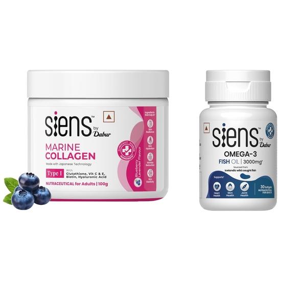 Siens By Dabur Hydrolyzed Marine Collagen-100g | Made with Japanese technology | Supplement for Wom,Siens By Dabur Omega-3 Fish Oil Capsules 3000mg
Siens By Dabur Hydrolyzed Marine Collagen-100g | Made with Japanese technology | Supplement for Wom,Siens By Dabur Omega-3 Fish Oil Capsules 3000mg