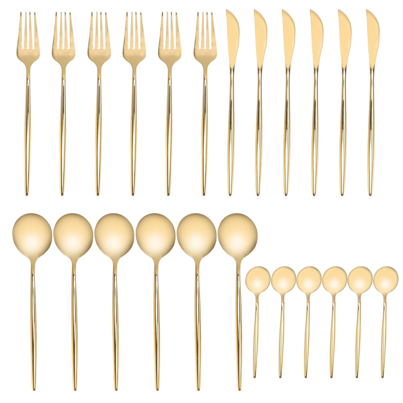 24Pcs Gold Silverware Set Knife Fork Spoon Rustproof Stainless Steel Cutlery for Home Party Wedding L(for 6.5-9kg)
24Pcs Gold Silverware Set Knife Fork Spoon Rustproof Stainless Steel Cutlery for Home Party Wedding L(for 6.5-9kg)