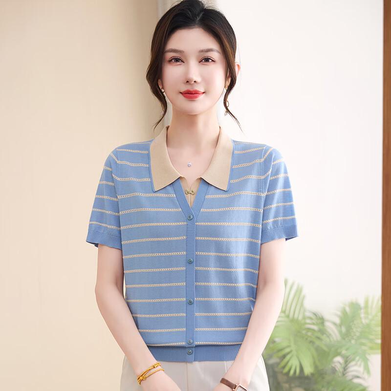 Hengyuanxiang Women s Lyocell Tencel Striped Polo Knit Top 110
Hengyuanxiang Women s Lyocell Tencel Striped Polo Knit Top 110