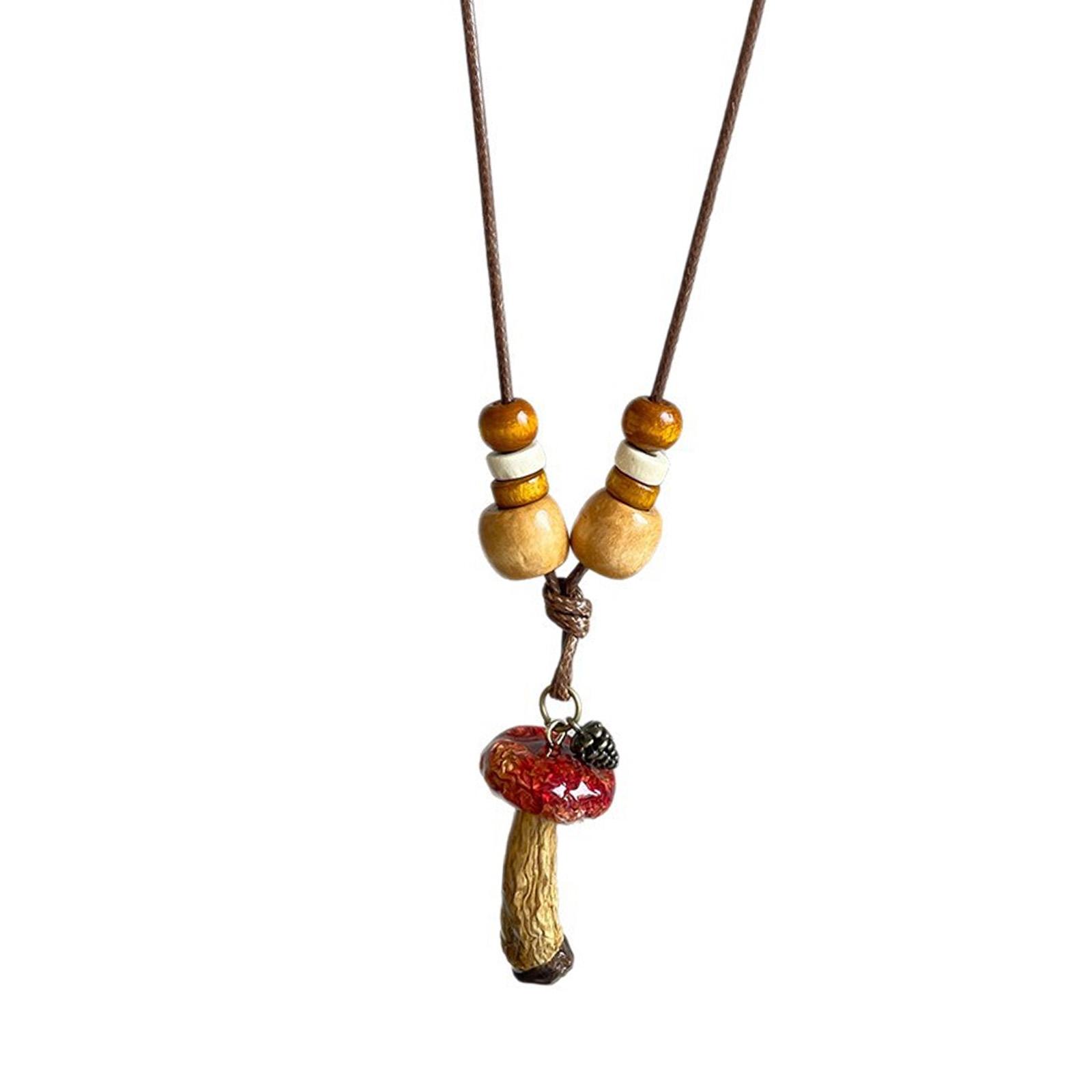 Fashionable Adjustable Necklace for Women Wood Bead Mushroom Pendant Rope Neckchain Bohemian Accessory 1
Fashionable Adjustable Necklace for Women Wood Bead Mushroom Pendant Rope Neckchain Bohemian Accessory 1