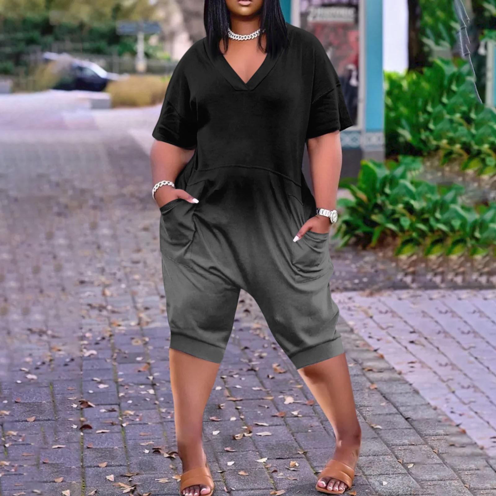 (Куниде) Женский повседневный комбинезон больших размеров с градиентным принтом, коротким рукавом, V-образным вырезом, пятью точками и карманами XL серый
(Куниде) Женский повседневный комбинезон больших размеров с градиентным принтом, коротким рукавом, V-образным вырезом, пятью точками и карманами XL серый