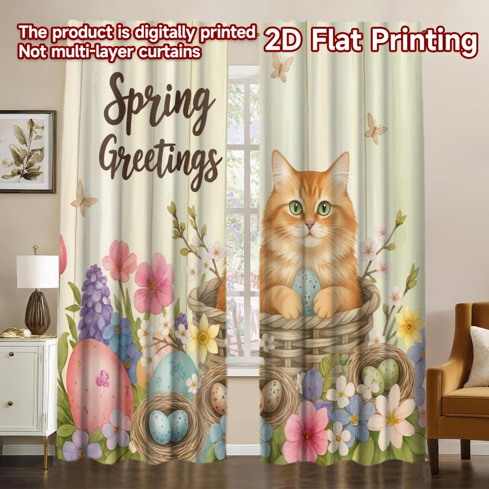 Set Of 2 Flat Printing Colorful Spring Popular Window Curtain Easter Bunny Eggs Versatile Polyester Without W100*H70(CM)-Grommet top&1PCS
Set Of 2 Flat Printing Colorful Spring Popular Window Curtain Easter Bunny Eggs Versatile Polyester Without W100*H70(CM)-Grommet top&1PCS