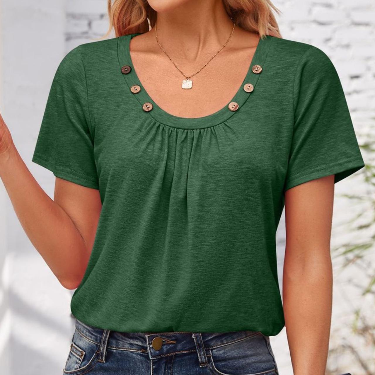 GMXIA женские модные повседневные летние однотонные блузки и рубашки с короткими рукавами с застежкой и U-образным вырезом XXL зелёный
GMXIA женские модные повседневные летние однотонные блузки и рубашки с короткими рукавами с застежкой и U-образным вырезом XXL зелёный