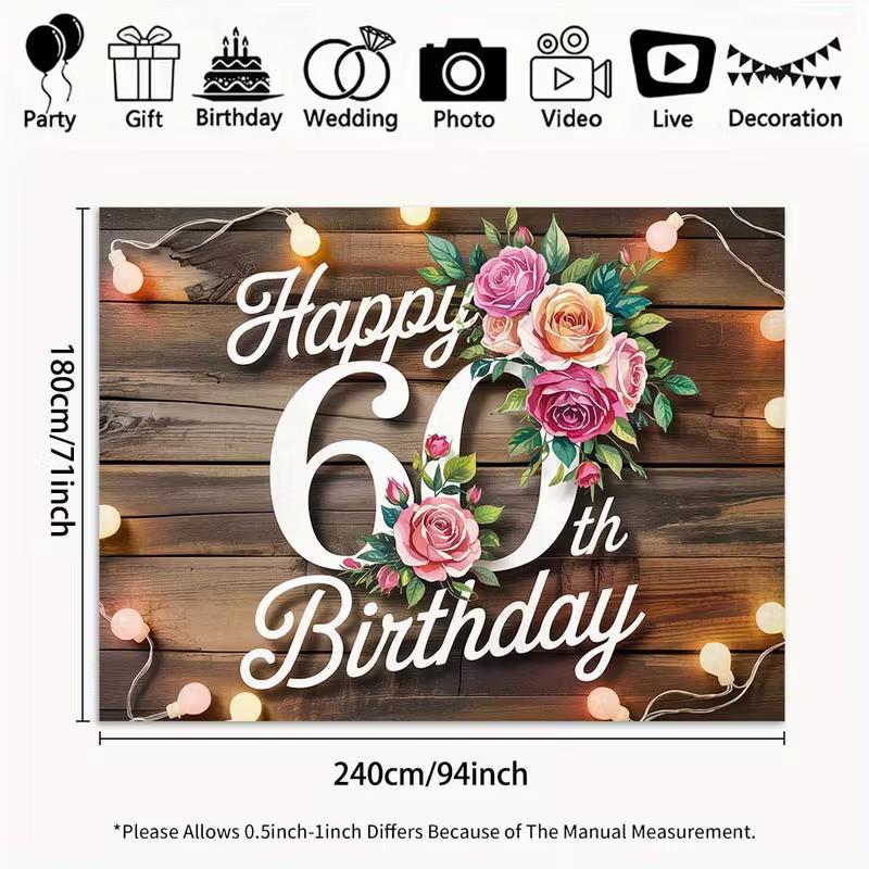 2D 60th Birthday Banner Rustic Wooden Floral Background for Women 60th Birthday Party Decoration 47.2x31.5inch/120*80cm
2D 60th Birthday Banner Rustic Wooden Floral Background for Women 60th Birthday Party Decoration 47.2x31.5inch/120*80cm